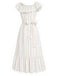 [Prévente] Robe Brodé Floral Stripe Convertible Volant Col Années 1930