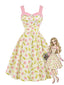 [Prévente] Robe À Bretelles Col Coeur Imprimé Framboise Années 1950