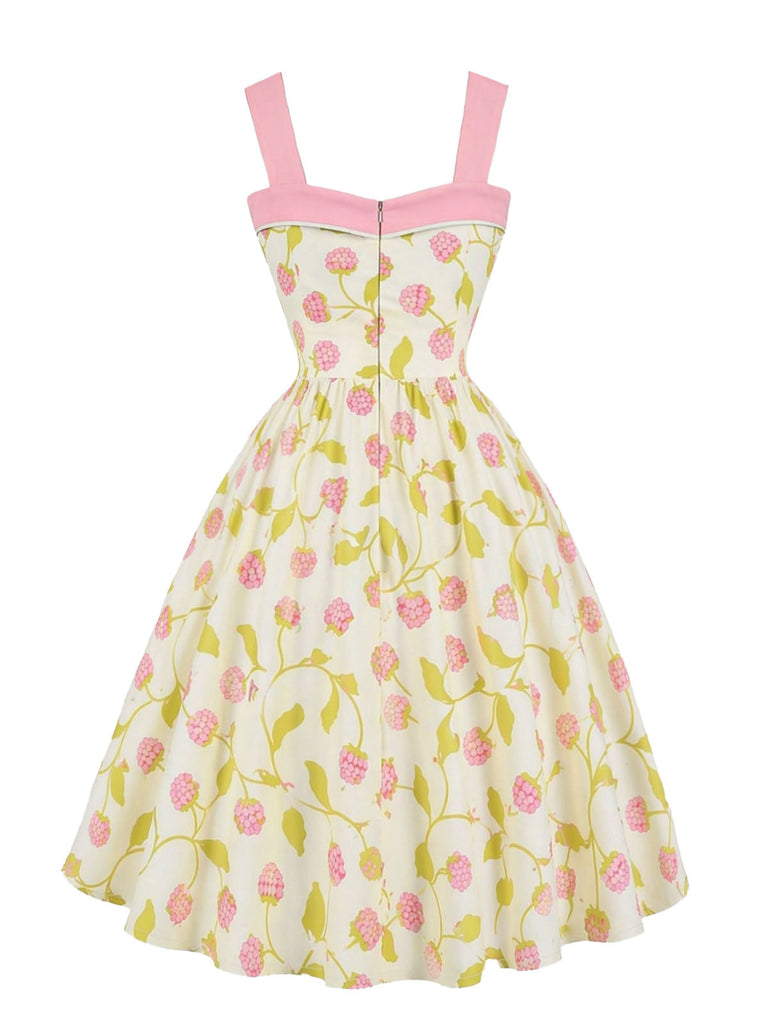 [Prévente] Robe Pale Vert Suspender Carnberry Imprimé Années 1950