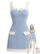 [Prévente] Robe Bleu Col Carré Colorblock Nœud en A Années 1960
