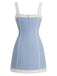 [Prévente] Robe Bleu Col Carré Colorblock Nœud en A Années 1960