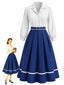 [Prévente] Robe évasée à revers et bordure contrastée Années 1950