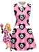 [Prévente] Robe rose gothique col Claudine motif cœur et tête de mort années 60