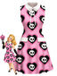 [Prévente] Robe rose gothique col Claudine motif cœur et tête de mort années 60