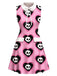 [Prévente] Robe rose gothique col Claudine motif cœur et tête de mort années 60