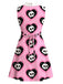 [Prévente] Robe rose gothique col Claudine motif cœur et tête de mort années 60