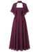 [Prévente] Robe Midi en Mousseline à Col Halter et Manches Cape Prune Années 1930