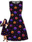 [Prévente] Robe trapèze noire sur le thème d'Halloween citrouille sombre années 60