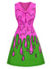 [Prévente] Robe sans manches col noué motif coulant effrayant années 60