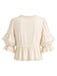 [Prévente] Ensemble 2PCS bohème beige avec blouse et jupe en dentelle à volants Années 1970