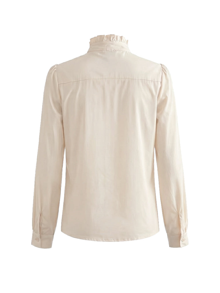 [Prévente] Ensemble 2 pièces blouse à col volanté avec nœud et robe à pois années 1950