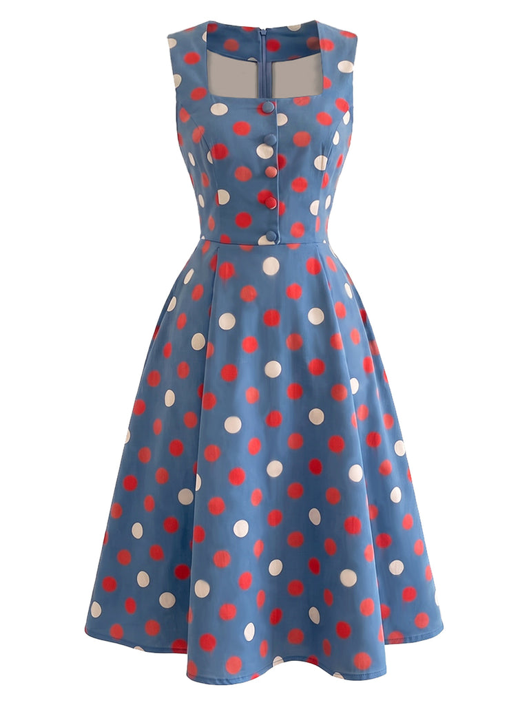 [Prévente] Ensemble 2 pièces blouse à col volanté avec nœud et robe à pois années 1950