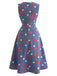 [Prévente] Robe bleue à pois, col carré et sans manches années 1950
