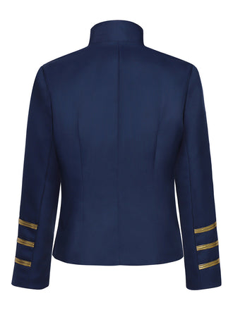 Veste à col montant, rayures dorées et boutons décoratifs années 1970