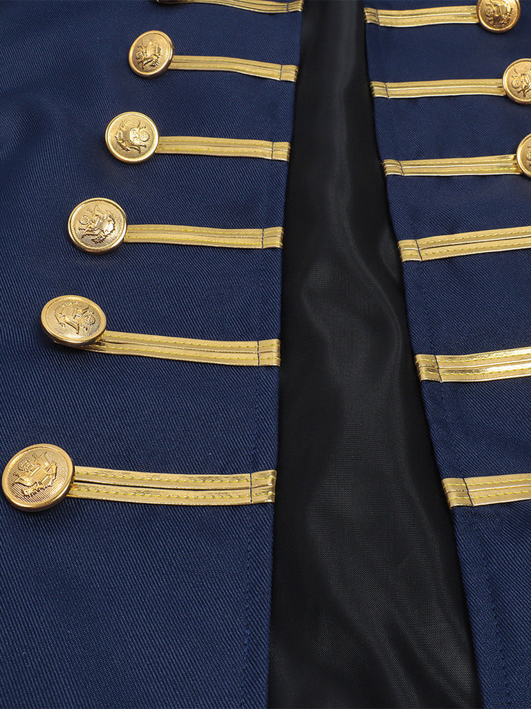 Veste à col montant, rayures dorées et boutons décoratifs années 1970