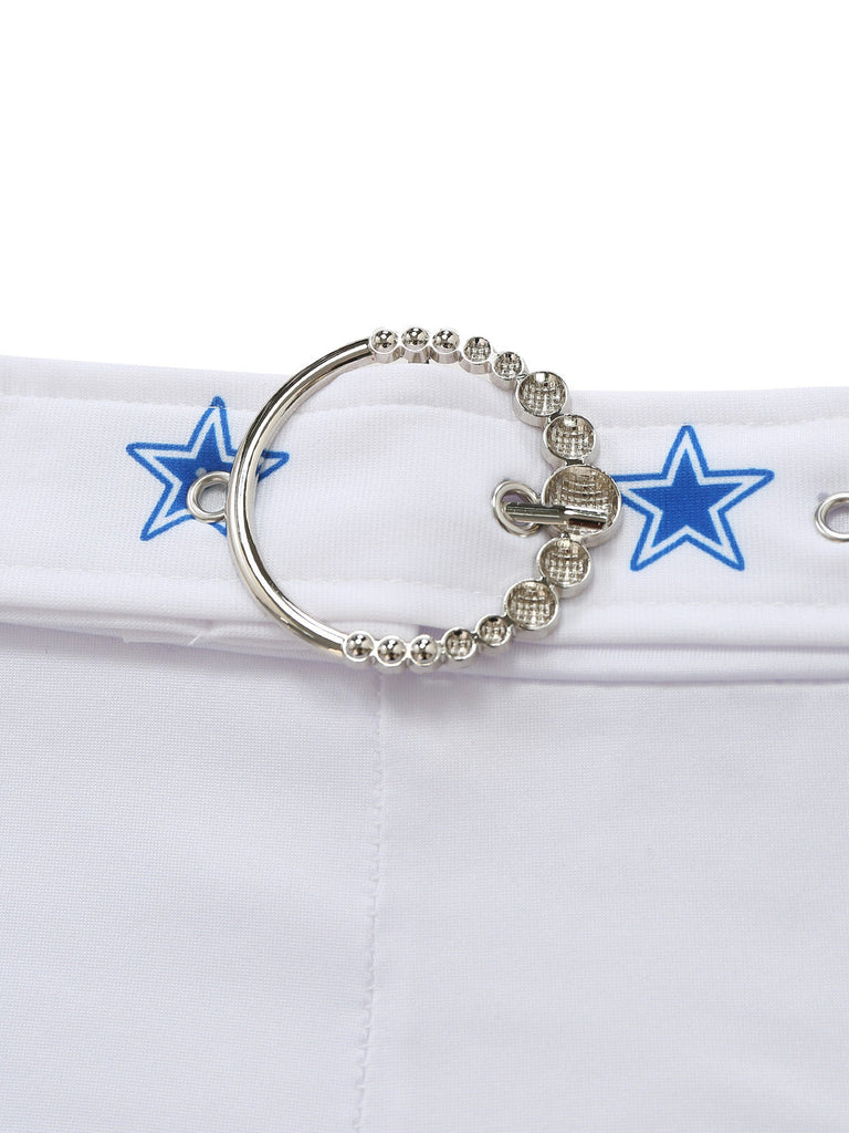 3PCS Bleu et Blanc Star Imprimé Cheerleader Top et Shorts et Vest