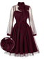 Robe bordeaux en Tulle Transparent avec Nœud Années 1950