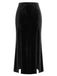 Jupe Noir Côté Fente Velours Midi Jupe Années 1930