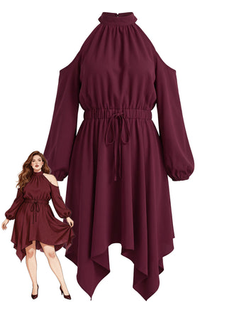 [Grande Taille] Robe à épaules dénudées et ourlet mouchoir Années 1970