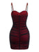 Mini Robe Moulante Rouge Mesh Froncée Années 1960 3