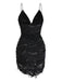 Robe caraco noire Halloween effet vieilli et ajouré Années 1960