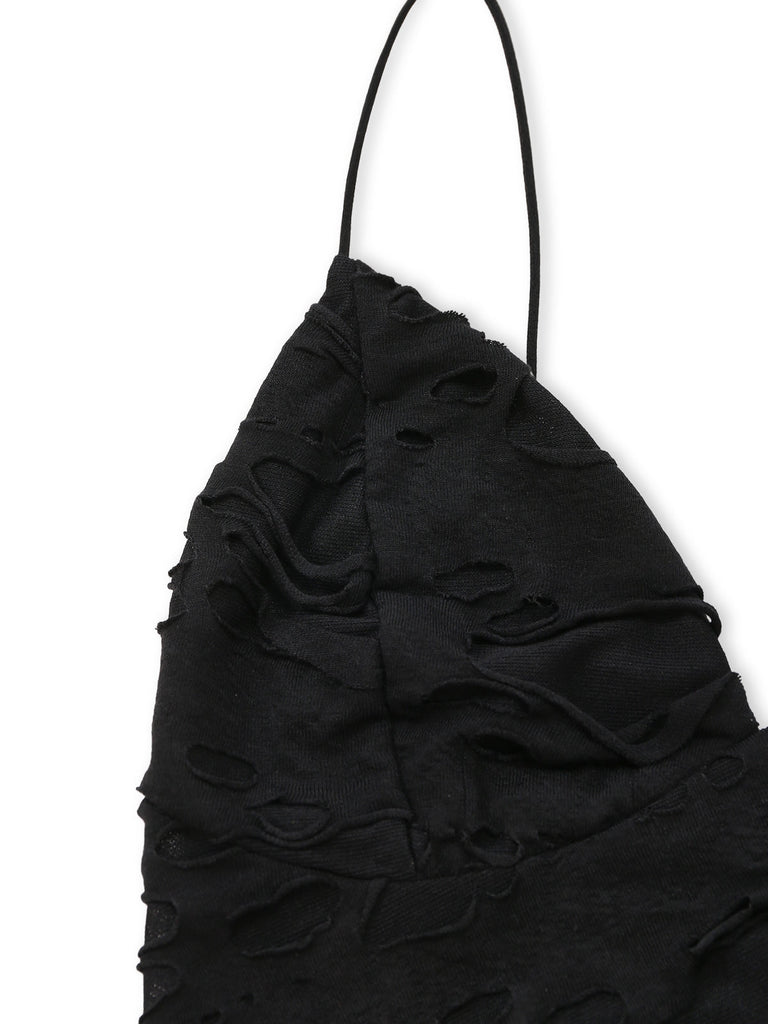Robe caraco noire Halloween effet vieilli et ajouré Années 1960