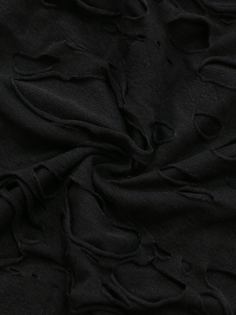 Robe caraco noire Halloween effet vieilli et ajouré Années 1960