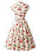 [Prévente] Robe Évasée Blanche Cerises Col Cœur Années 1950