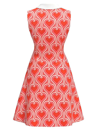 [Prévente] Robe Orange Rouge Cœur Col Claudine Années 1960 2