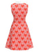 [Prévente] Robe Orange Rouge Cœur Col Claudine Années 1960 2