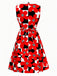 [Prévente] Robe Mod à Carreaux Floral avec Nœud Rouge Années 1960