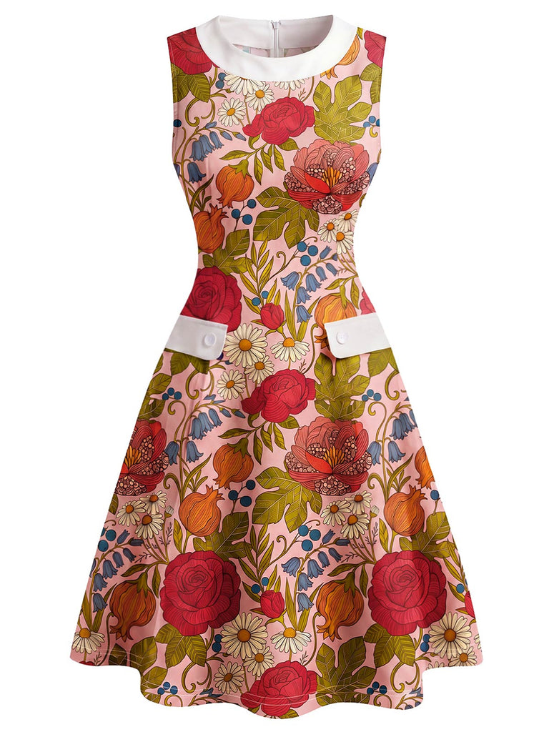 [Prévente] Robe Bohème Floral Contrasté Col Mod Années 1960 3