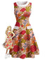 [Prévente] Robe Mod motif floral bohème et col contrastant années 60