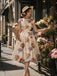 [Prévente] Robe Ivoire Rose Floral Vintage Nœud Midi Années 1950 4