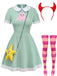 Costume Cosplay Fée Papillon Étoile Vert Années 1950