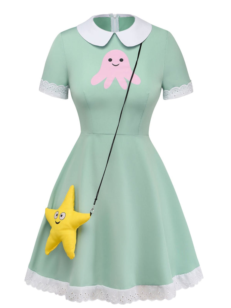 Costume Cosplay Fée Papillon Étoile Vert Années 1950 2