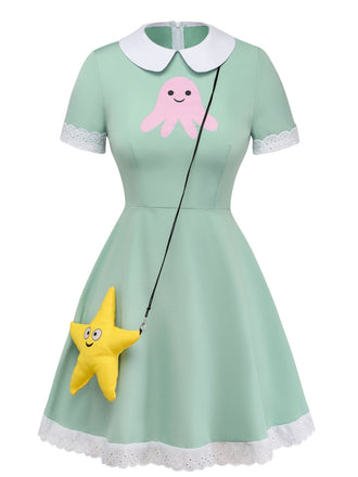 Costume Cosplay Fée Papillon Étoile Vert Années 1950 2