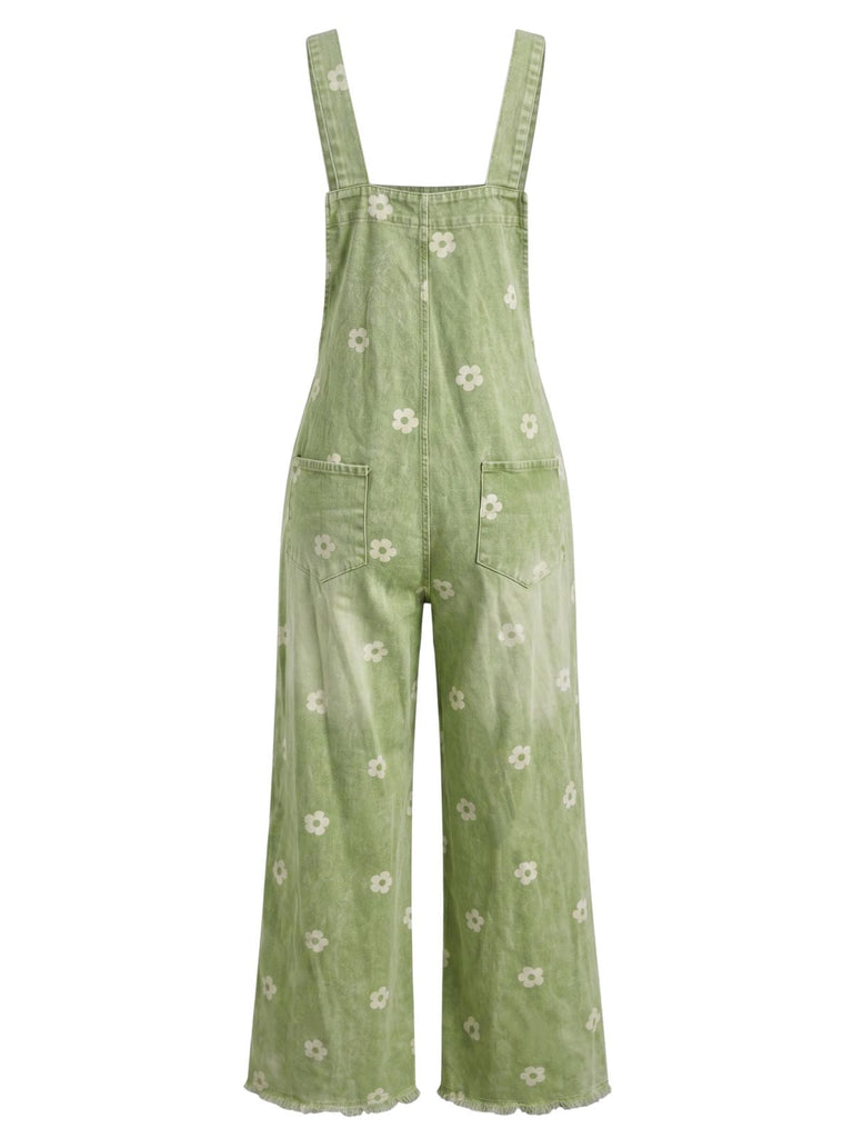 1940s Floral Denim Patchwork Classic Jumpsuit 7