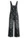 Salopette noire à Jambes Larges Florale Denim Années 1940