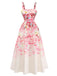Robe Rose Floral Sans Manches Midi Années 1940