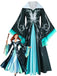 Halloween Noir et Bleu Éclair Sorcier Cape Costume Robe Années 1940