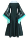 Halloween Noir et Bleu Éclair Sorcier Cape Costume Robe Années 1940