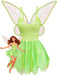 Robe de fée verte scintillante à ourlet feuillage avec ailes années 1950