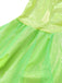 Robe de fée verte scintillante à ourlet feuillage avec ailes années 1950