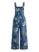 Deep Blue 1950s Floral Denim Classic Jumpsuit 2