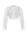 Blouse Courte Blanche Dentelle Col Mao à Volants Années 1950 2