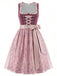 Robe Florale Rose Foncé Col Carré avec Tablier Pailleté Années 1950