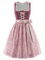 Robe rose foncé motifs floraux encolure carrée et tablier sequins années 50