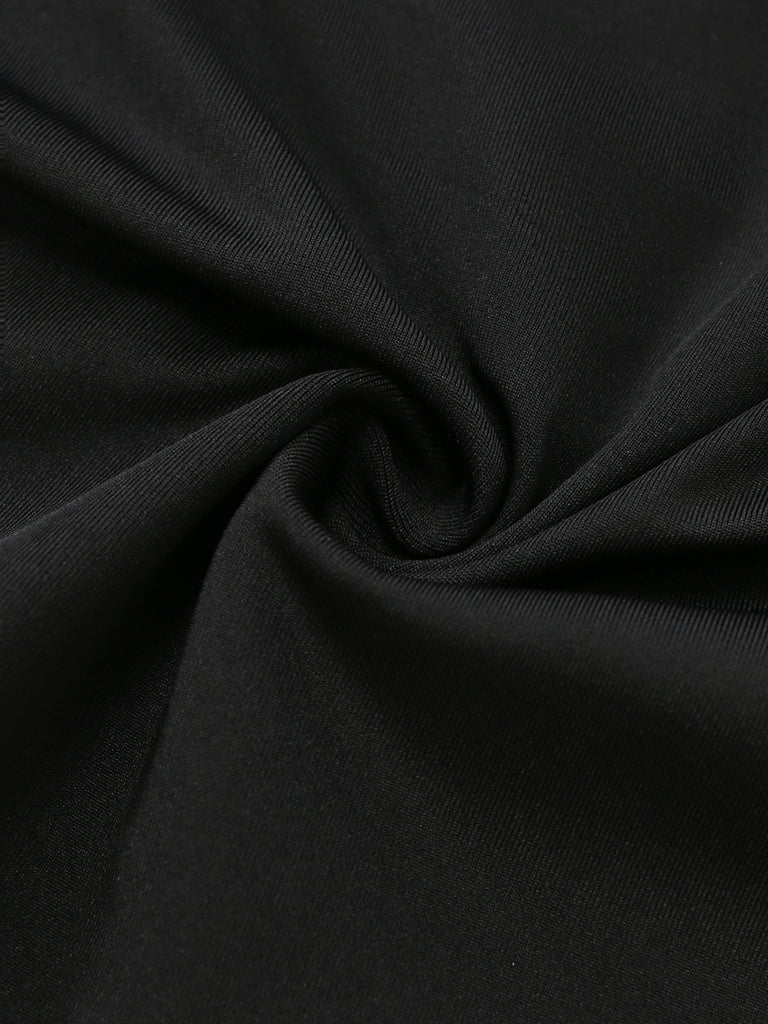 Robe Gothique Squelette à Lacets et Manches Évasées Noir Années 1970