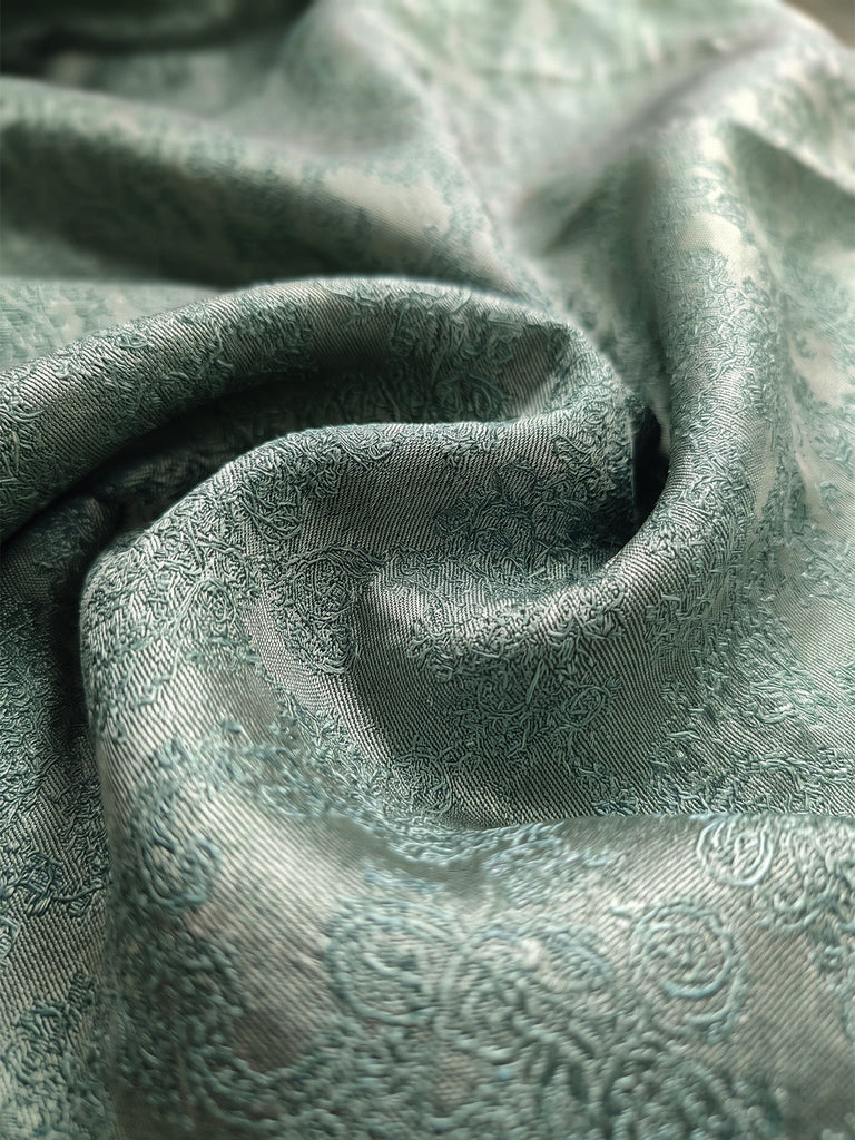 3PCS Robe Jacquard Verte Col Carré & Tablier & Haut Bouffant Années 1950 3